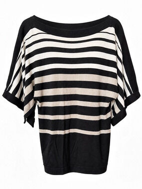 White House Black Market XXS Black Ivory Metallic Stripe Dolman Knit Top